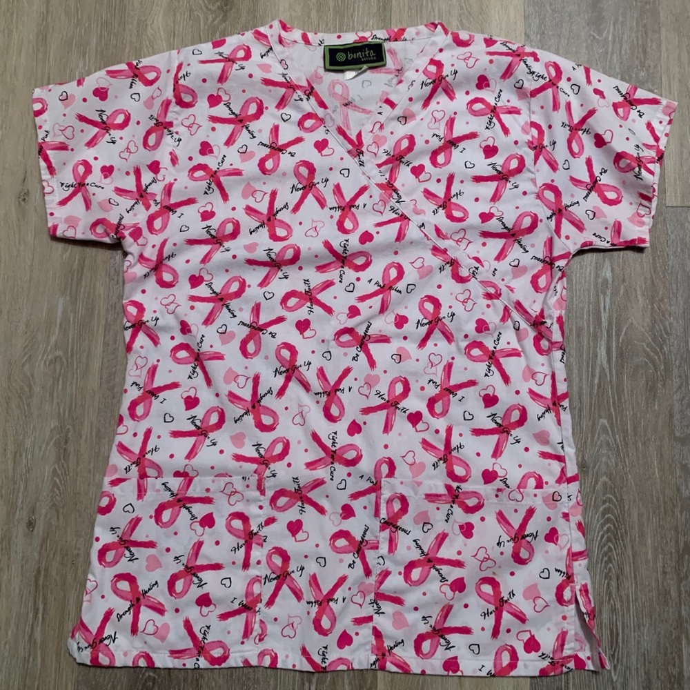 Breast cancer awareness scrub top